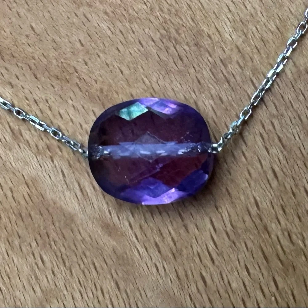 Mother/Daughter Amethyst Cushion cut  Necklace and Bracelet Set - Picture 3 of 6